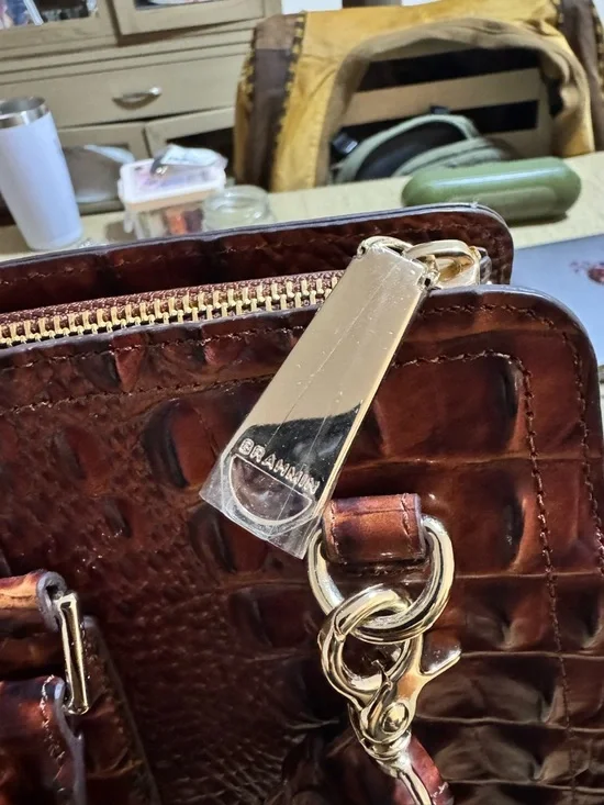 New Without Tags Brahmin Finley Satchel Croc-Embossed Leather - Picture 9 of 15